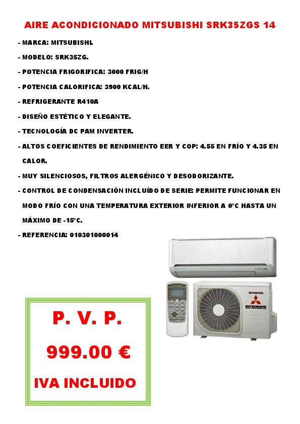 AIRE ACONDICIONADO MITSUBISHI SRK35ZGS 14
