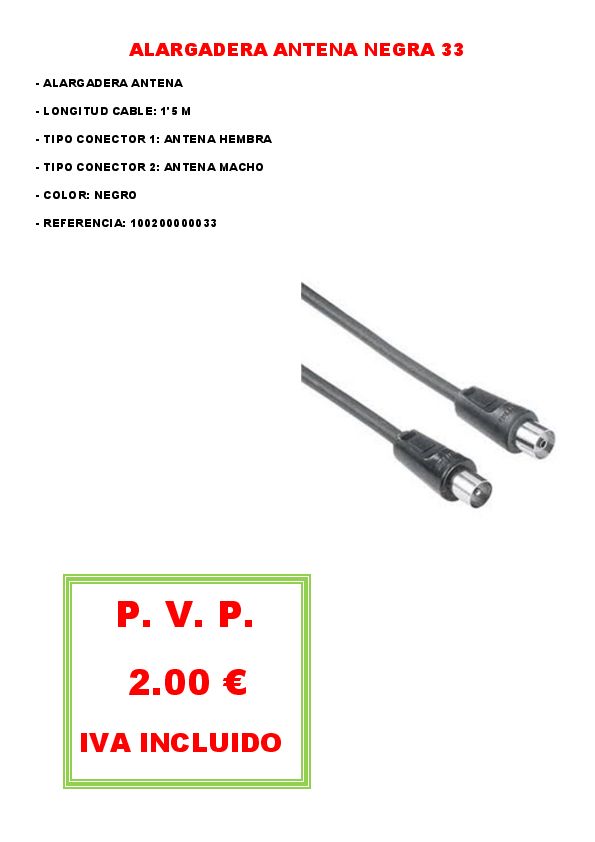 ALARGADERA ANTENA NEGRA 33