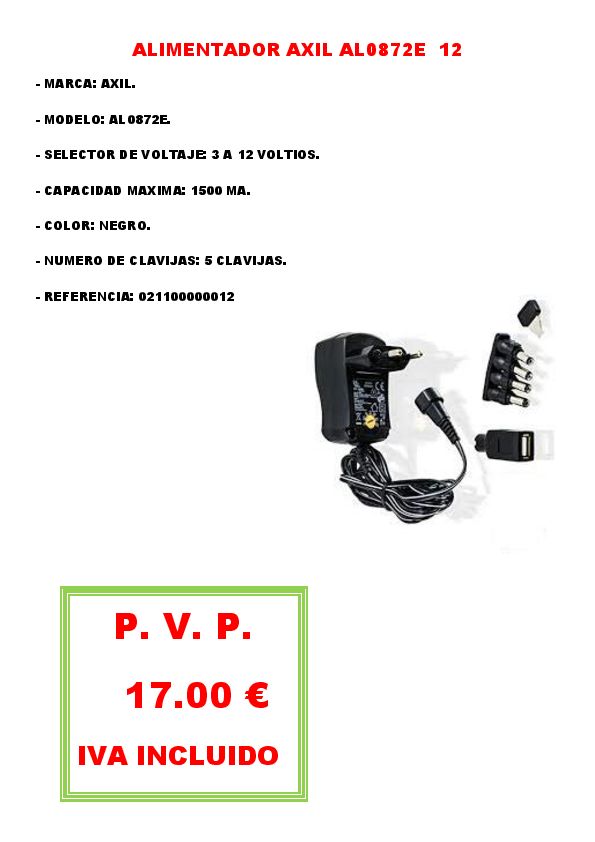 ALIMENTADOR AXIL AL0872E 12