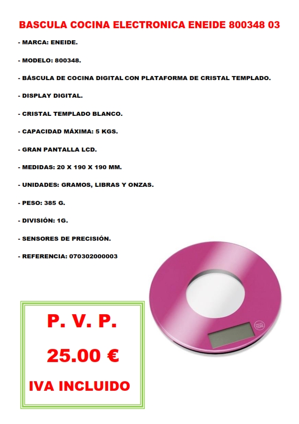 BASCULA COCINA ELECTRONICA ENEIDE 800348 03