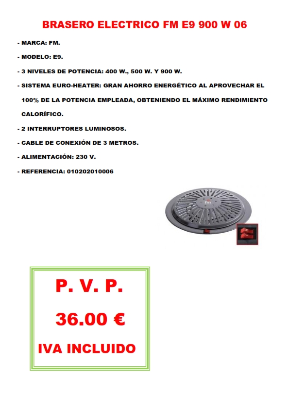 BRASERO ELECTRICO FM E9 900 W 06