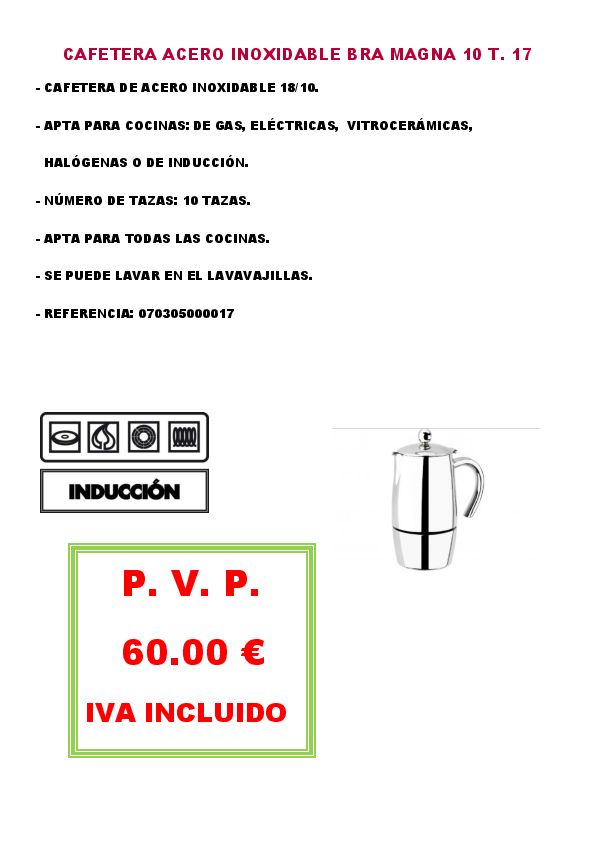 CAFETERA ACERO INOXIDABLE BRA MAGNA 10 TAZAS 17