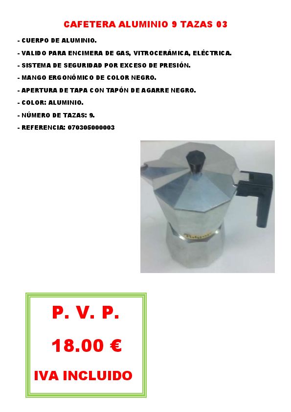 CAFETERA ALUMINIO 9 TAZAS 03