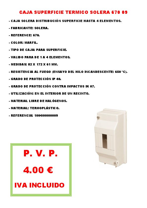 CAJA SUPERFICIE TERMICO SOLERA 670 09