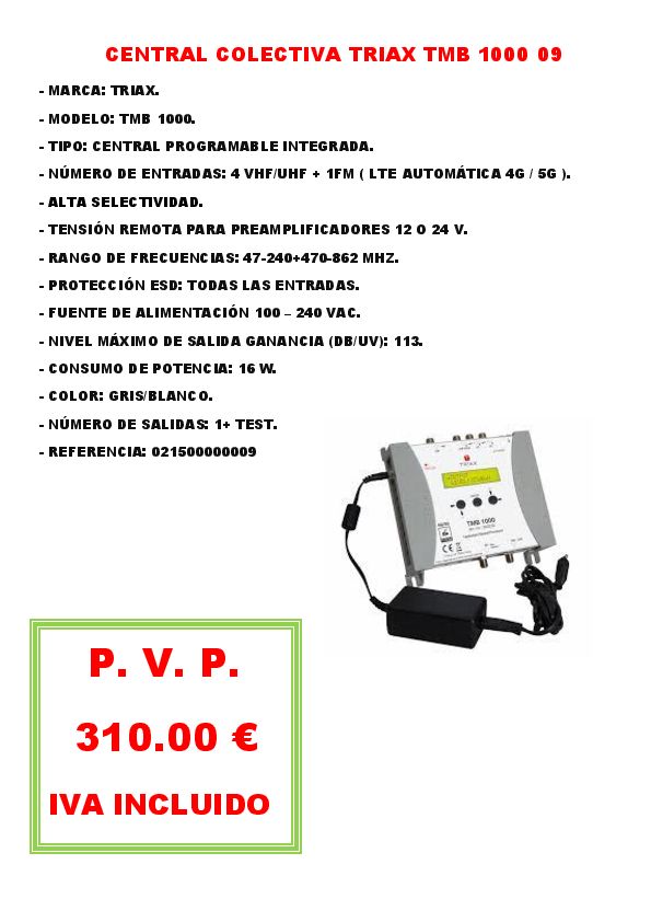CENTRAL COLECTIVA TRIAX TMB 1000 09