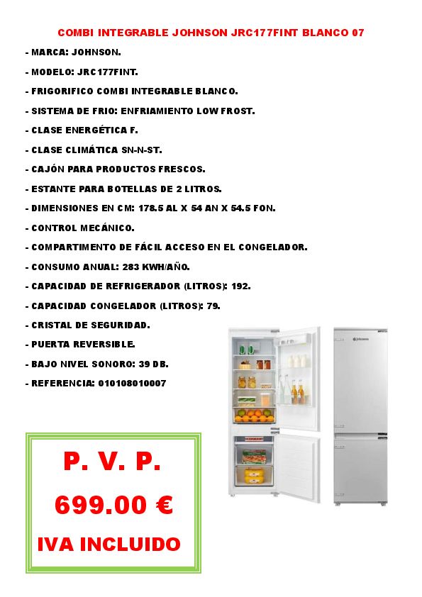 COMBI INTEGRABLE JOHNSON JRC177FINT BLANCO 07