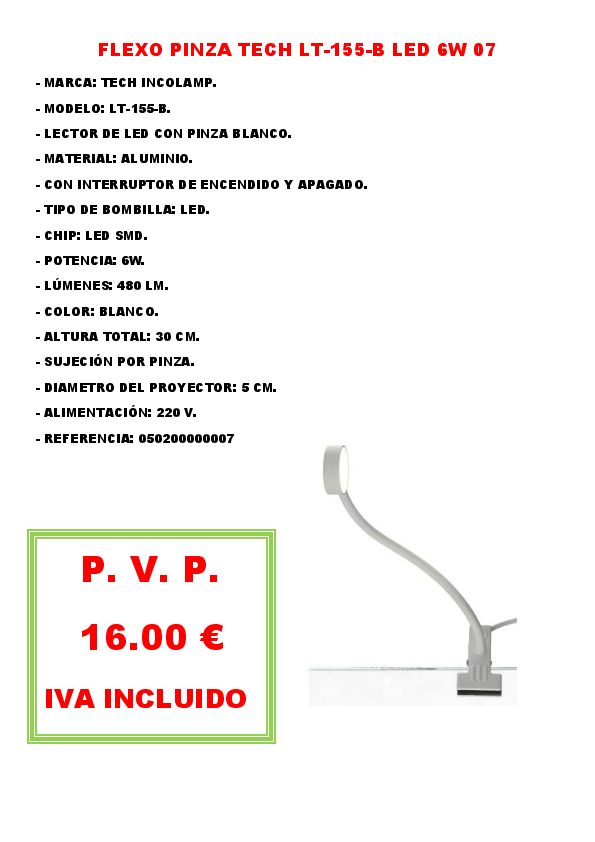 FLEXO PINZA TECH LT-155-B LED 6W 07