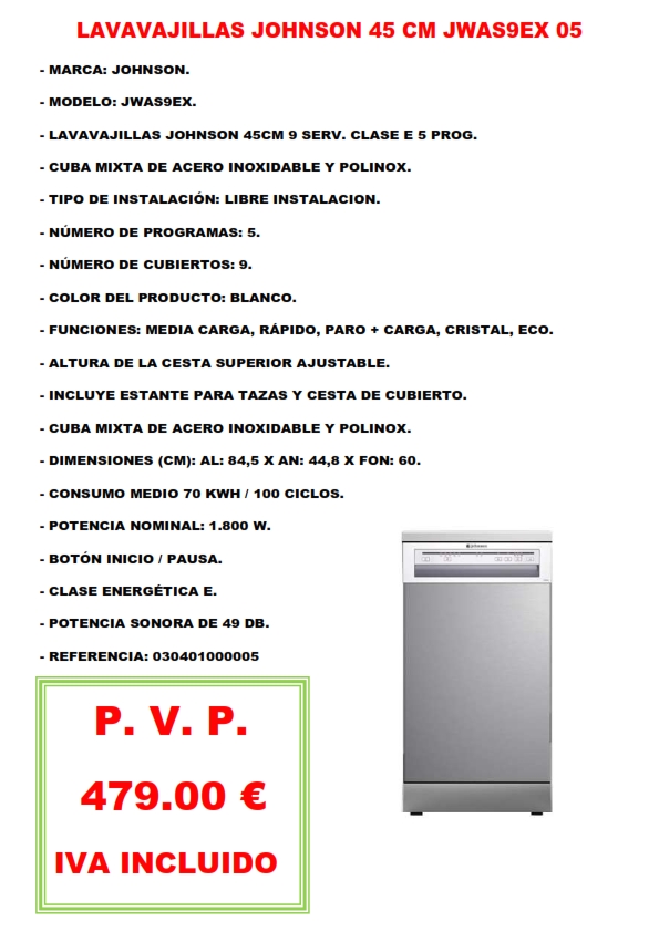 LAVAVAJILLAS JOHNSON 45 CM JWAS9EX 05