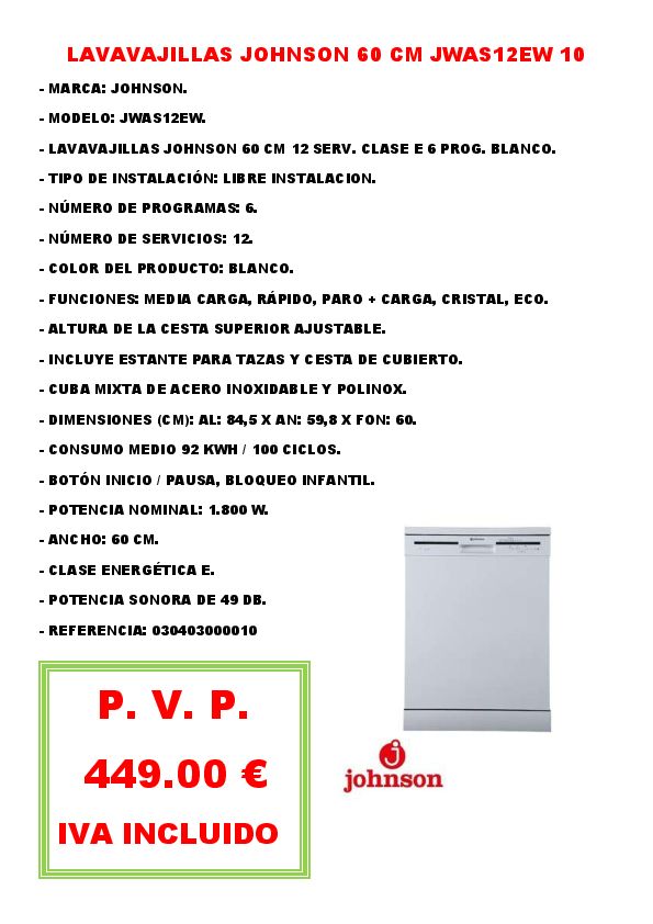 LAVAVAJILLAS JOHNSON 60 CM JWAS12EW 10