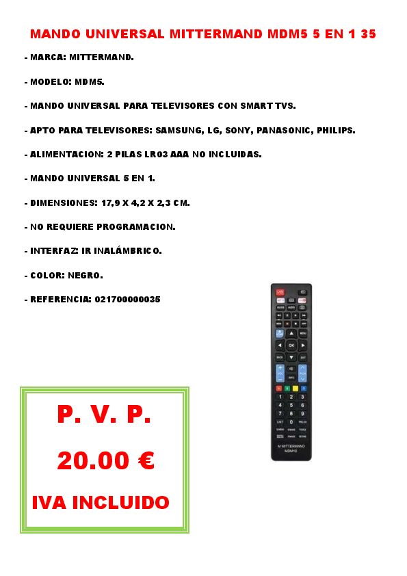 MANDO UNIVERSAL MITTERMAND MDM5 5 EN 1 35