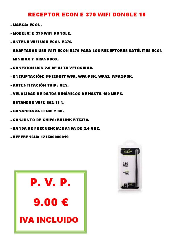 RECEPTOR ECON E 370 WIFI DONGLE 19 