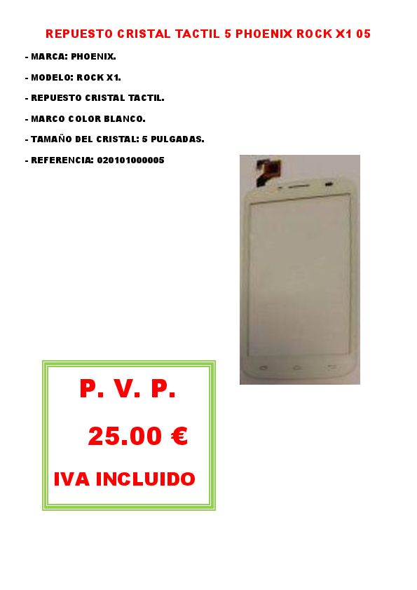 REPUESTO CRISTAL TACTIL 5 PHOENIX ROCK X1 05