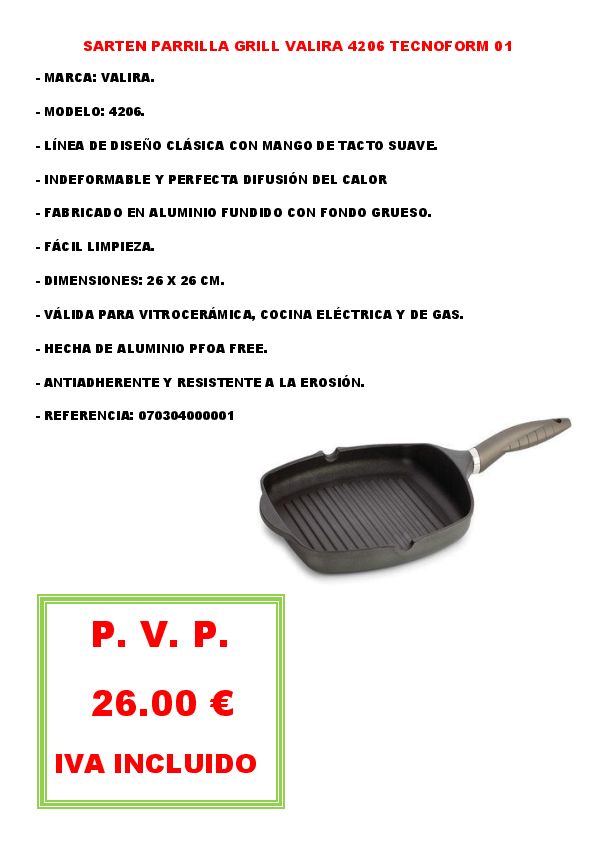 SARTEN PARRILLA GRILL VALIRA 4206 TECNOFORM 01