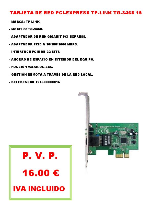 TARJETA DE RED PCI-EXPRESS TP-LINK TG-3468 15