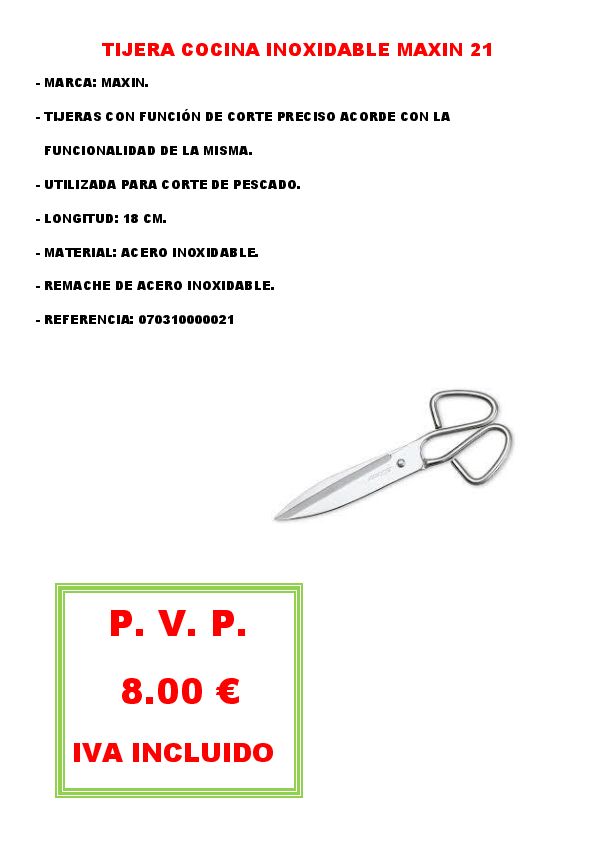 TIJERA COCINA INOXIDABLE MAXIN 21 