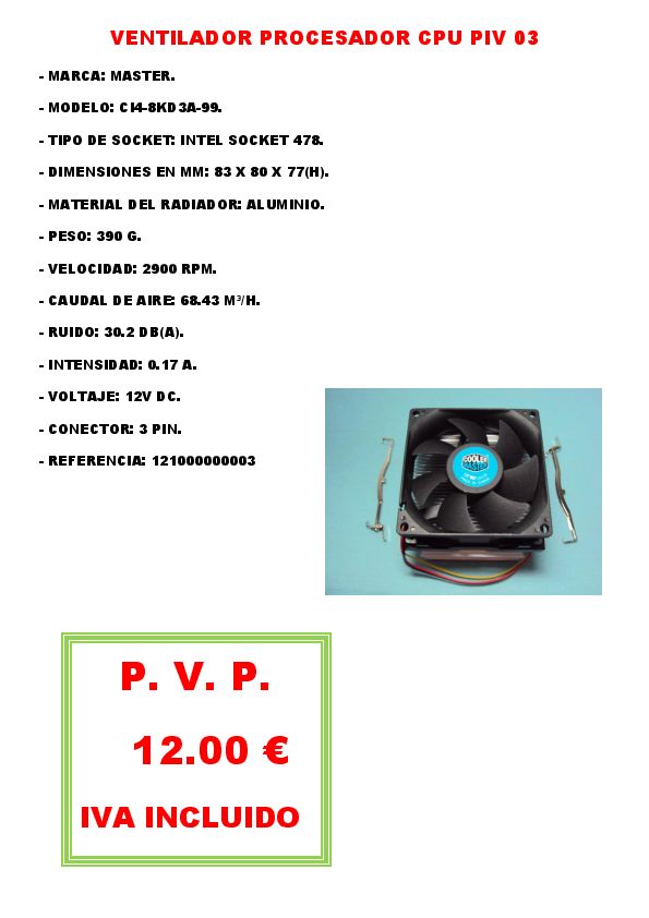 VENTILADOR PROCESADOR CPU PIV 03