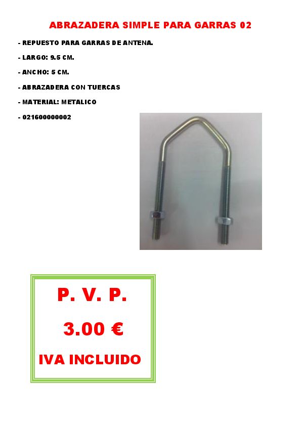  ABRAZADERA SIMPLE PARA GARRAS 02 