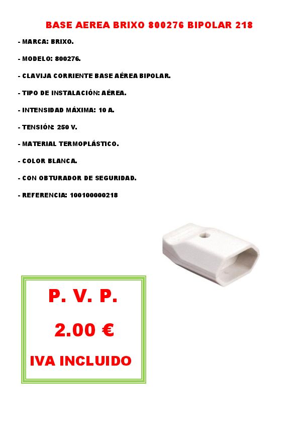 BASE AEREA BRIXO 800276 BIPOLAR 218