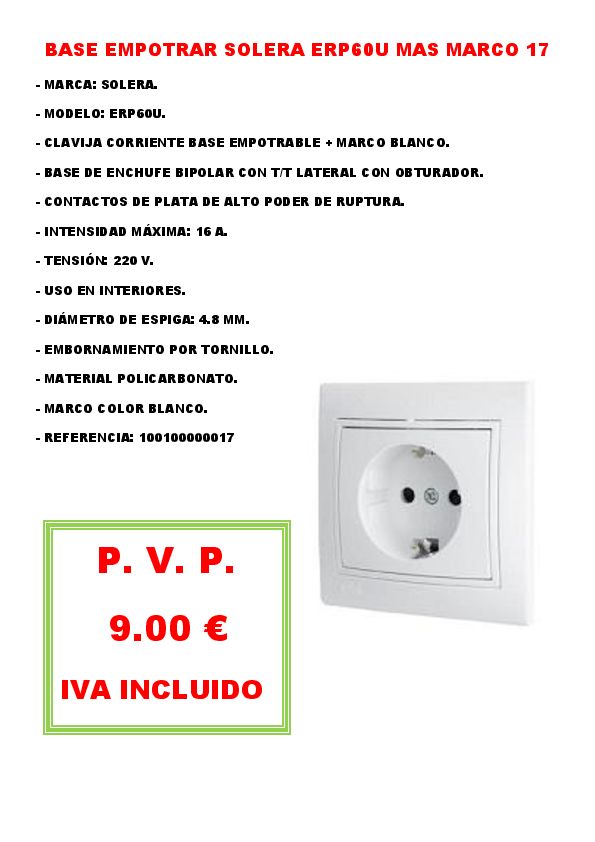 BASE EMPOTRAR SOLERA ERP60U MAS MARCO 17