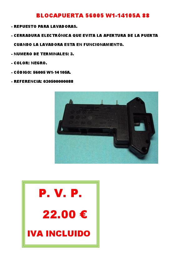 BLOCAPUERTA 56005 W1-14105A 88