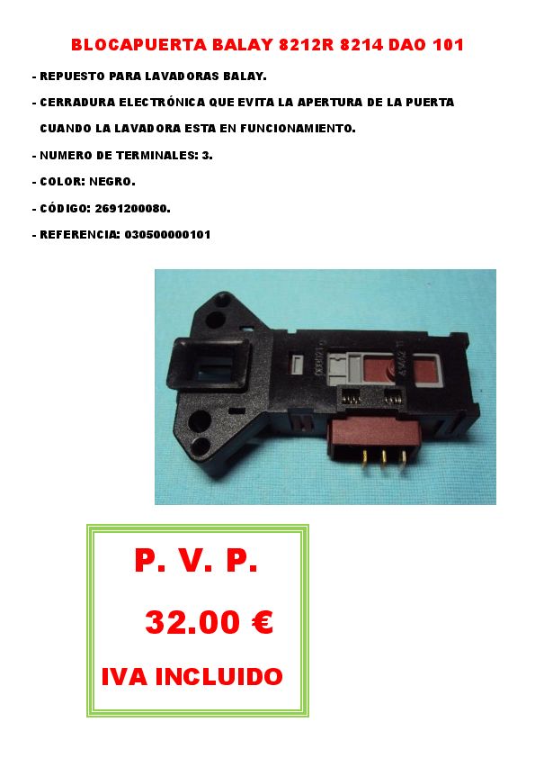 BLOCAPUERTA BALAY 8212R 8214 DAO 101