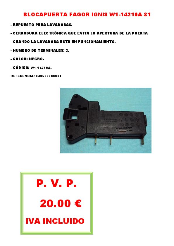 BLOCAPUERTA FAGOR IGNIS W1-14210A 81