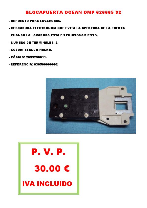 BLOCAPUERTA OCEAN OMP 626665 92