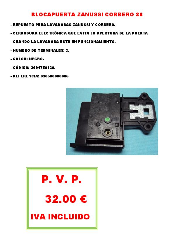 BLOCAPUERTA ZANUSSI CORBERO 86