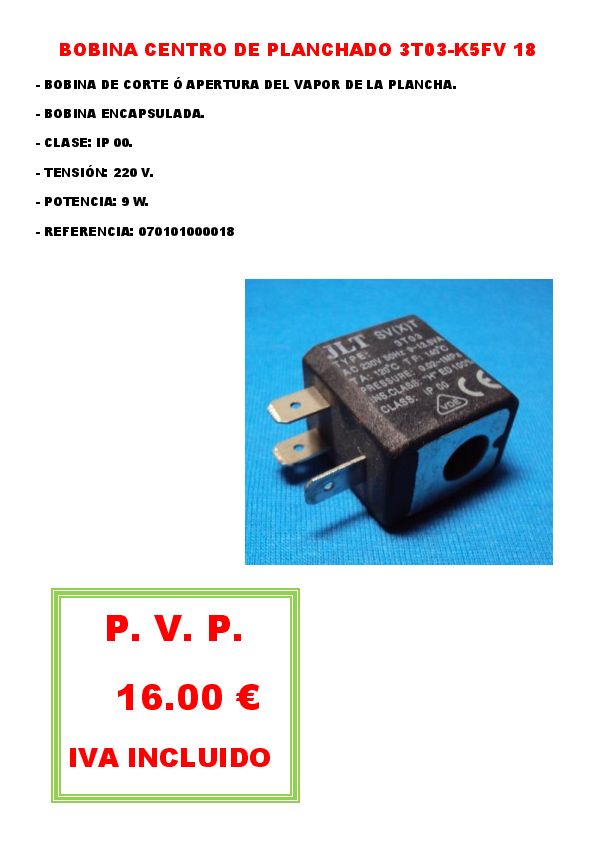 BOBINA CENTRO DE PLANCHADO 3T03-K5FV 18