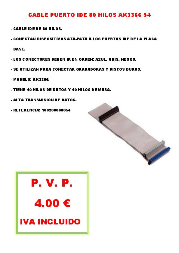 CABLE PUERTO IDE 80 HILOS AK3366 54