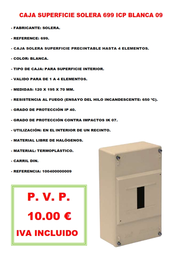 CAJA SUPERFICIE SOLERA 699 ICP BLANCA 09