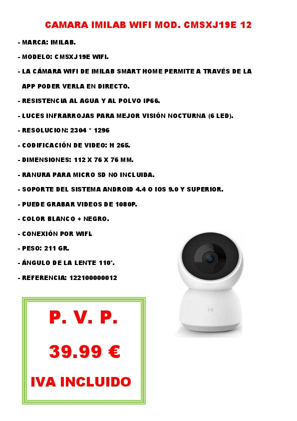 CAMARA IMILAB WIFI MOD. CMSXJ19E 12