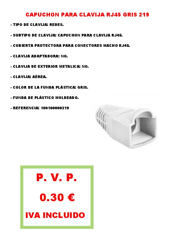 CAPUCHON PARA CLAVIJA RJ45 GRIS 219