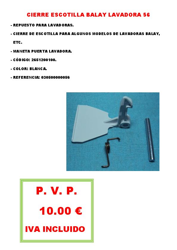 CIERRE ESCOTILLA BALAY LAVADORA 56