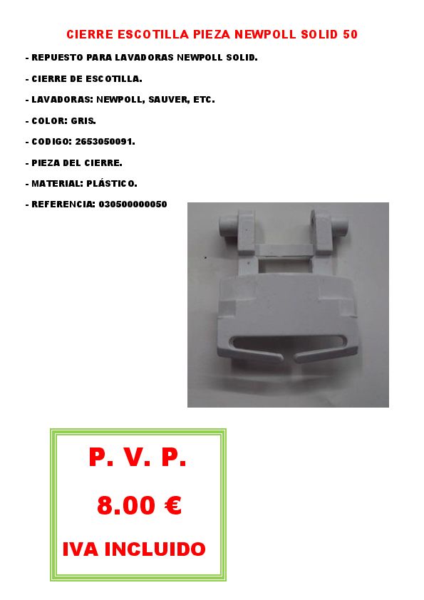 CIERRE ESCOTILLA PIEZA NEWPOLL SOLID 50