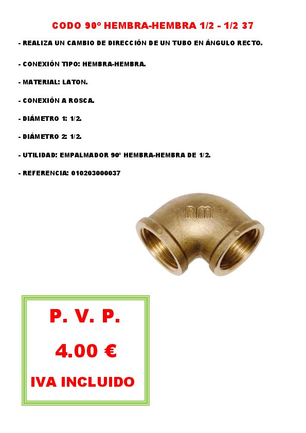 CODO 90º HEMBRA-HEMBRA 1/2 – 1/2 37