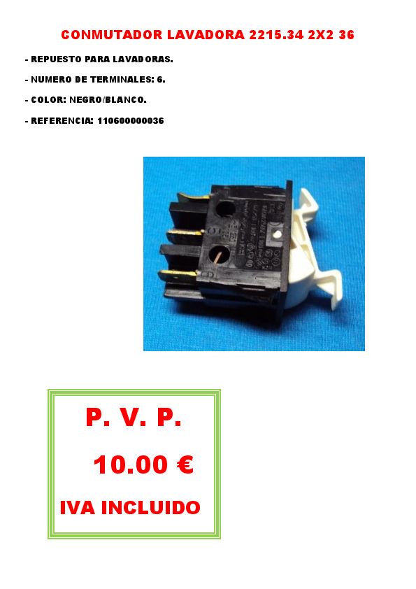 CONMUTADOR LAVADORA 2215.34 2X2 36