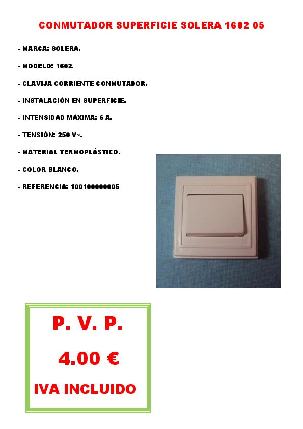 CONMUTADOR SUPERFICIE SOLERA 1602 05