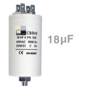 CONDENSADOR LAVADORA 18 UF. 450 V. 39