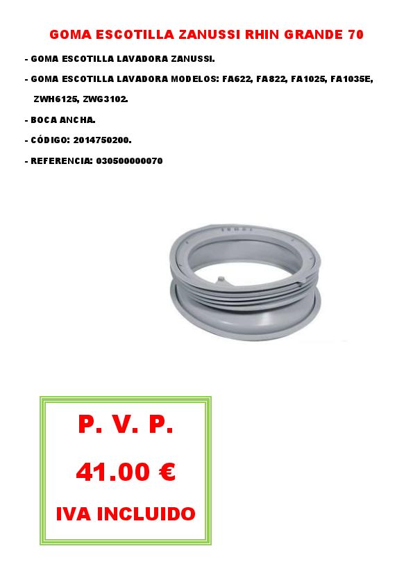 GOMA ESCOTILLA ZANUSSI RHIN GRANDE 70