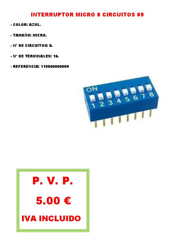 INTERRUPTOR MICRO 8 CIRCUITOS 09