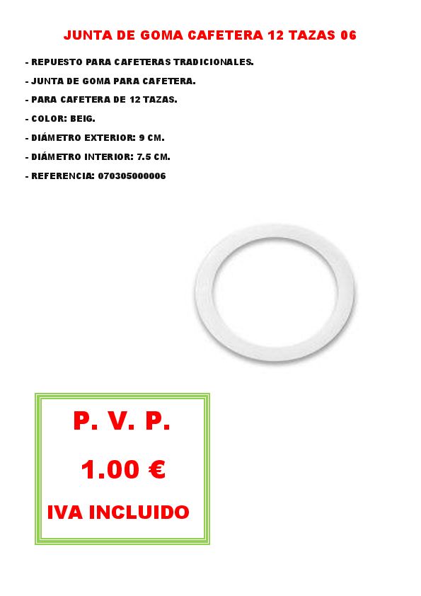 JUNTA DE GOMA CAFETERA 12 TAZAS 06