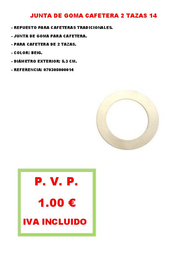 JUNTA DE GOMA CAFETERA 2 TAZAS 14
