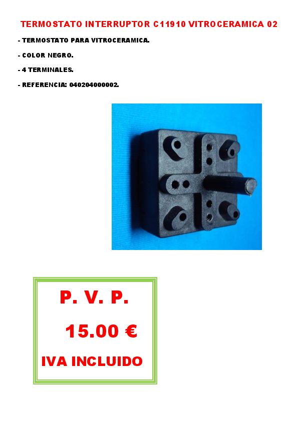 TERMOSTATO INTERRUPTOR C11910 VITROCERAMICA 02
